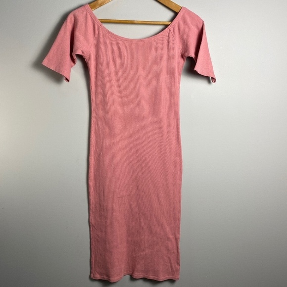 Derek Heart Women's Pink 1/4 Sleeve Fine Ribbed T-shirt Dress Size Medium - Picture 1 of 10